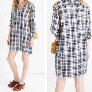 Madewell Plaid Artiste Tunic Dress in Blue